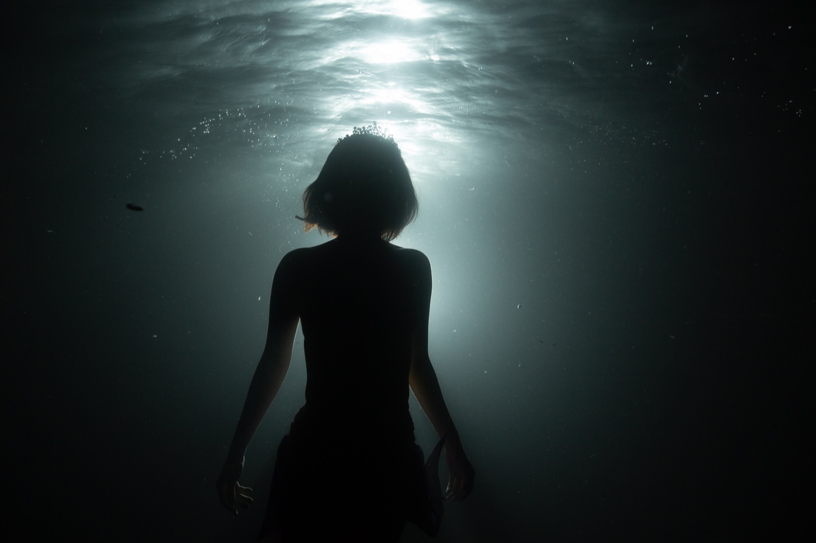 Freediving and mermaid photography in an indoor pool